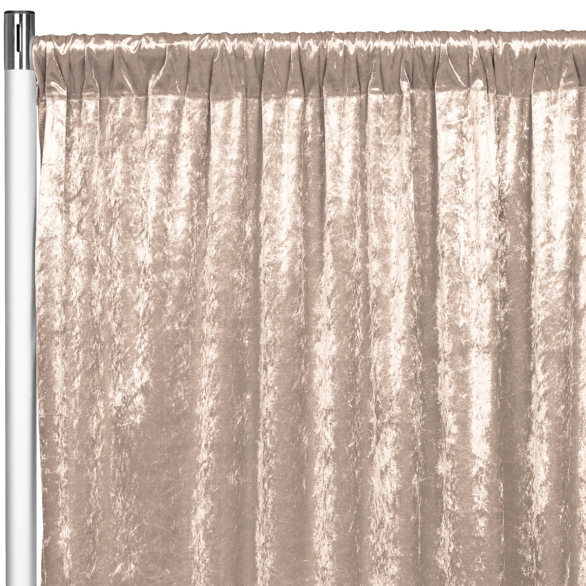Velvet 20ft H x 52" W Drape/Backdrop Curtain Panel - Beige