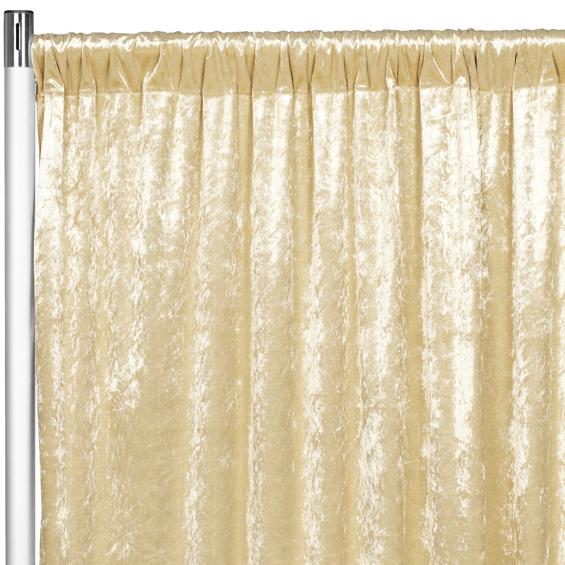 Velvet 16ft H x 52" W Drape/Backdrop Curtain Panel - Champagne
