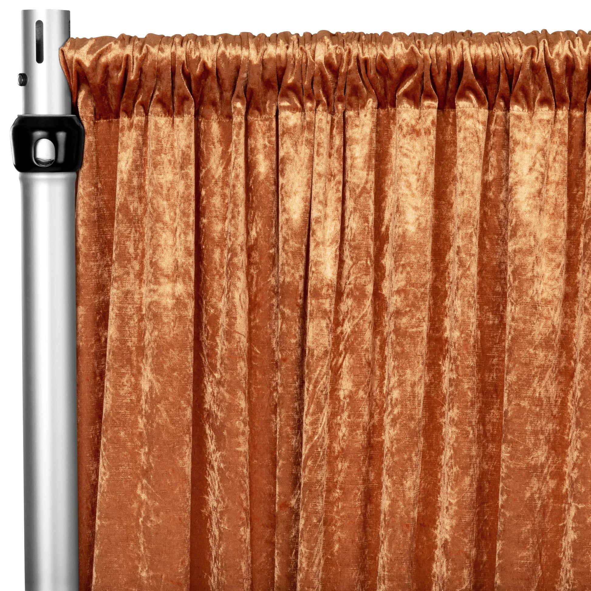 Velvet 18ft H x 52" W Drape/Backdrop Curtain Panel - Rust
