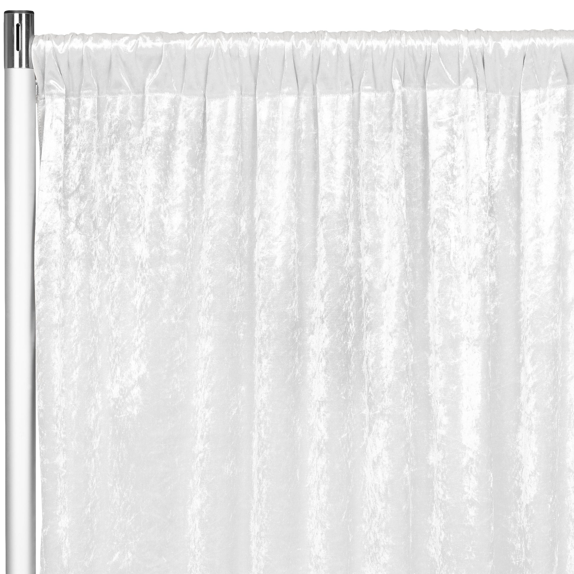 Velvet 16ft H x 52" W Drape/Backdrop Curtain Panel - White