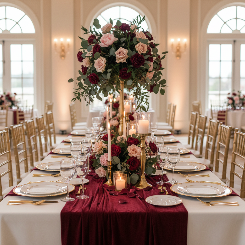 10 yards Velvet Fabric Roll - Burgundy.