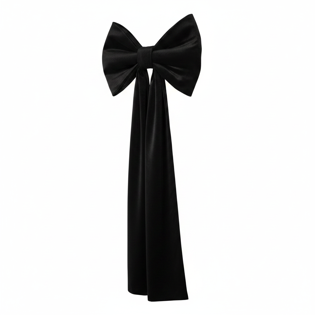 Velvet Giant Fabric Bow Full Angled View - Black