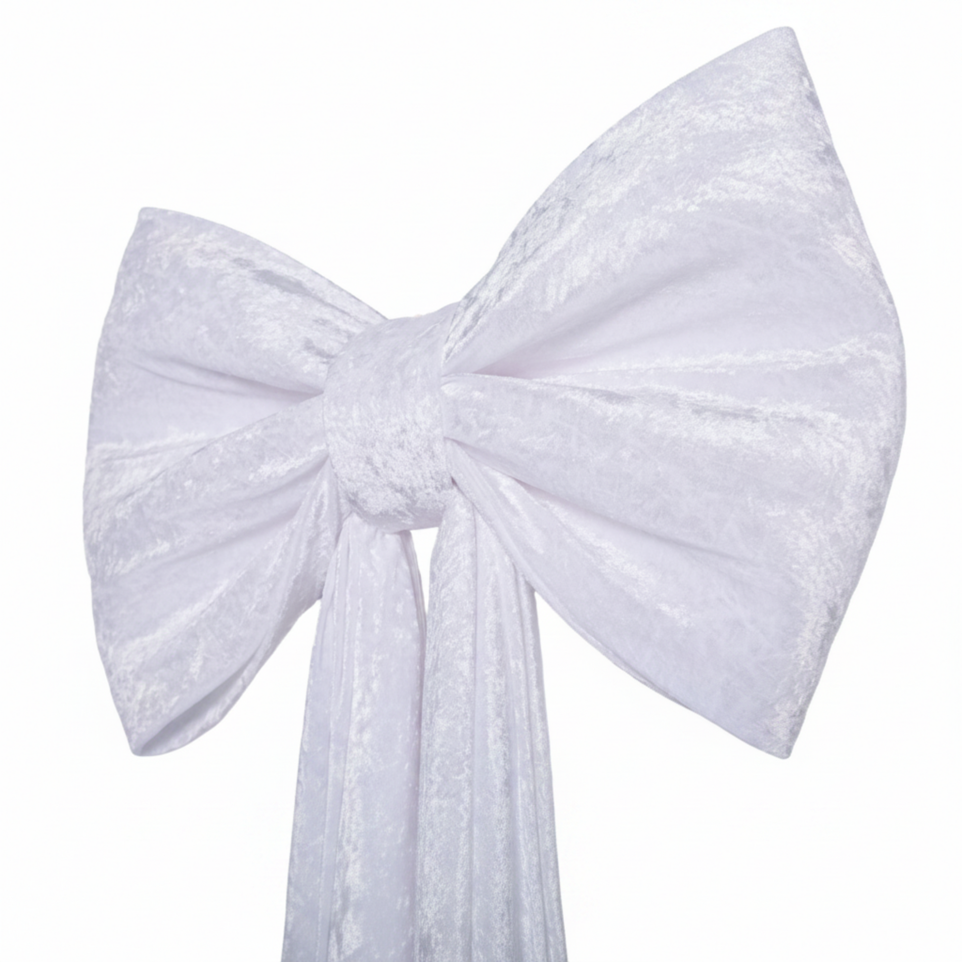 Velvet Giant Fabric Bow - White Close-Up