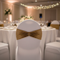 Velvet Ruffle Stretch Chair Band - Mustard Gold in Indoor Reception.