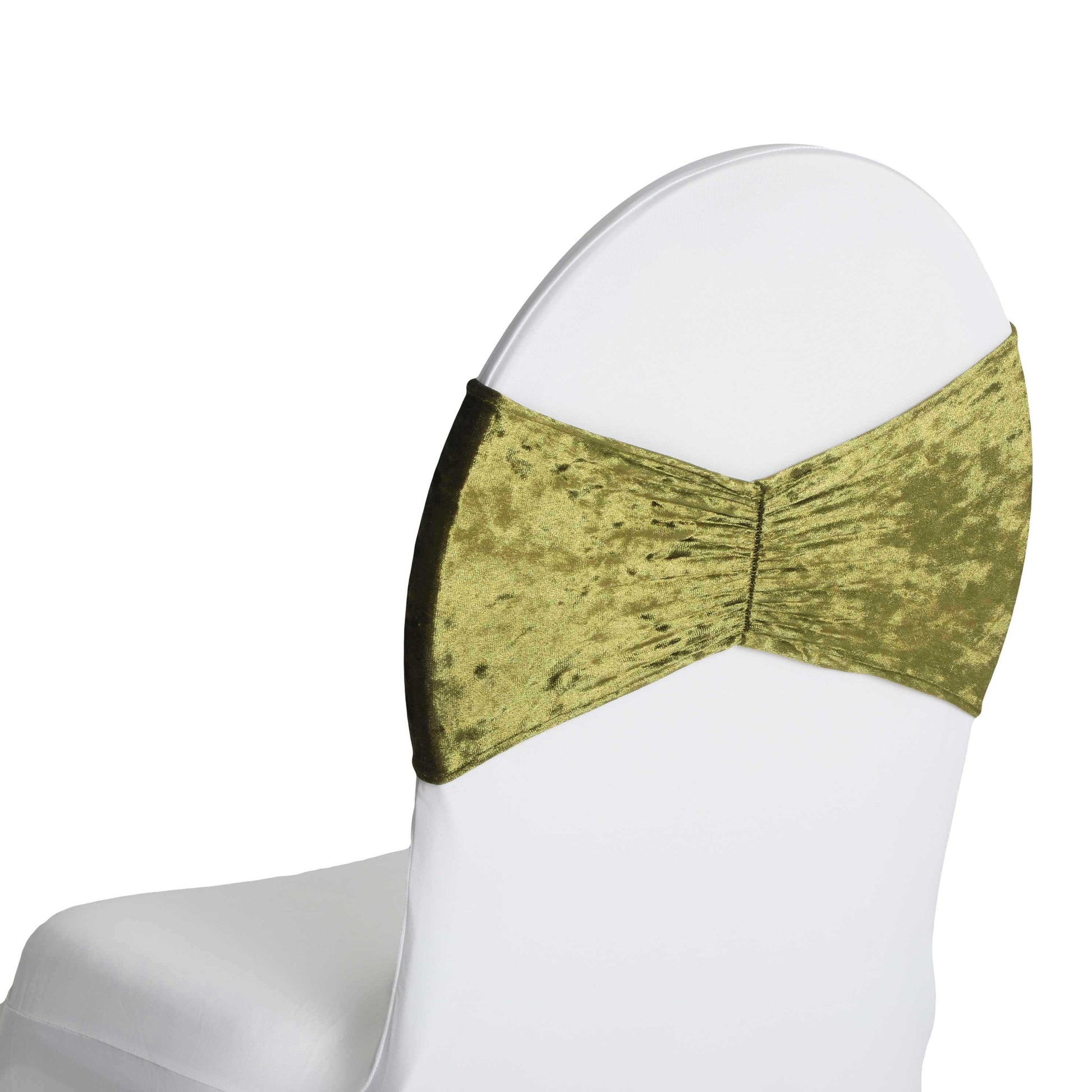 Velvet Ruffle Stretch Chair Band - Olive Green