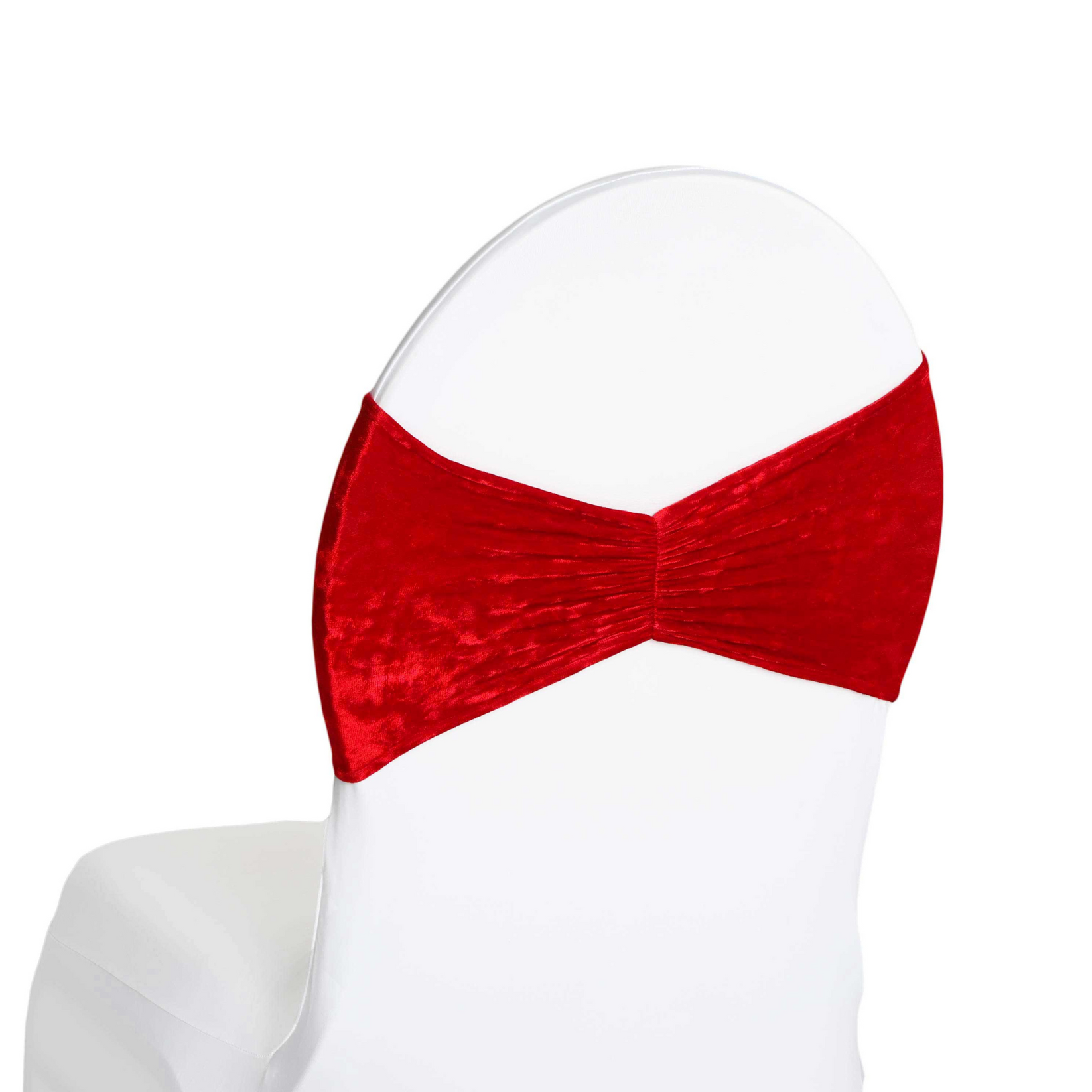 Velvet Ruffle Stretch Chair Band Red CV Linens