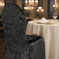 Velvet Stretch Spandex Banquet Chair Cover - Black in a Luxurious Dining Reception.