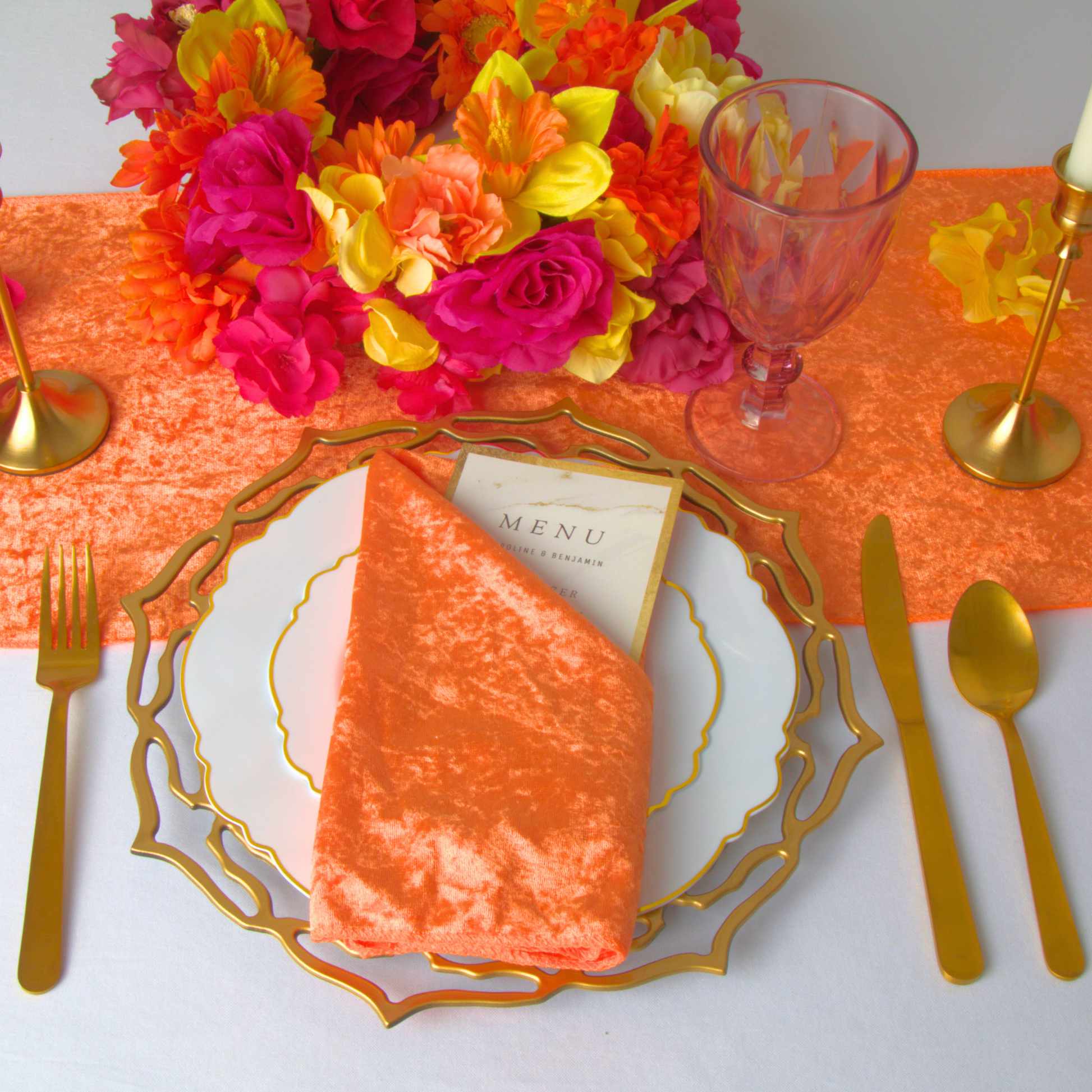 Velvet Table Runner - Orange