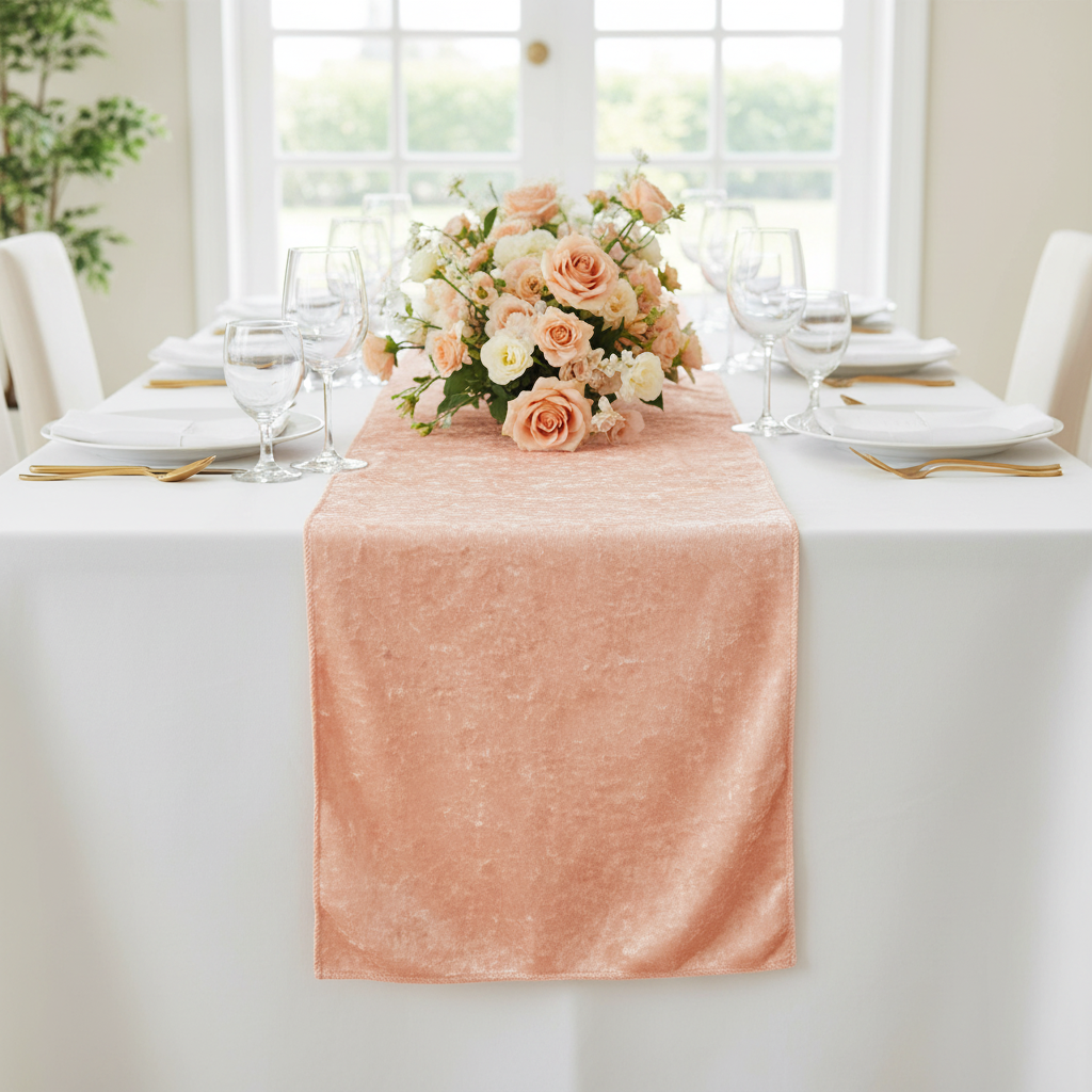 Velvet Table Runner - Peach Mockup