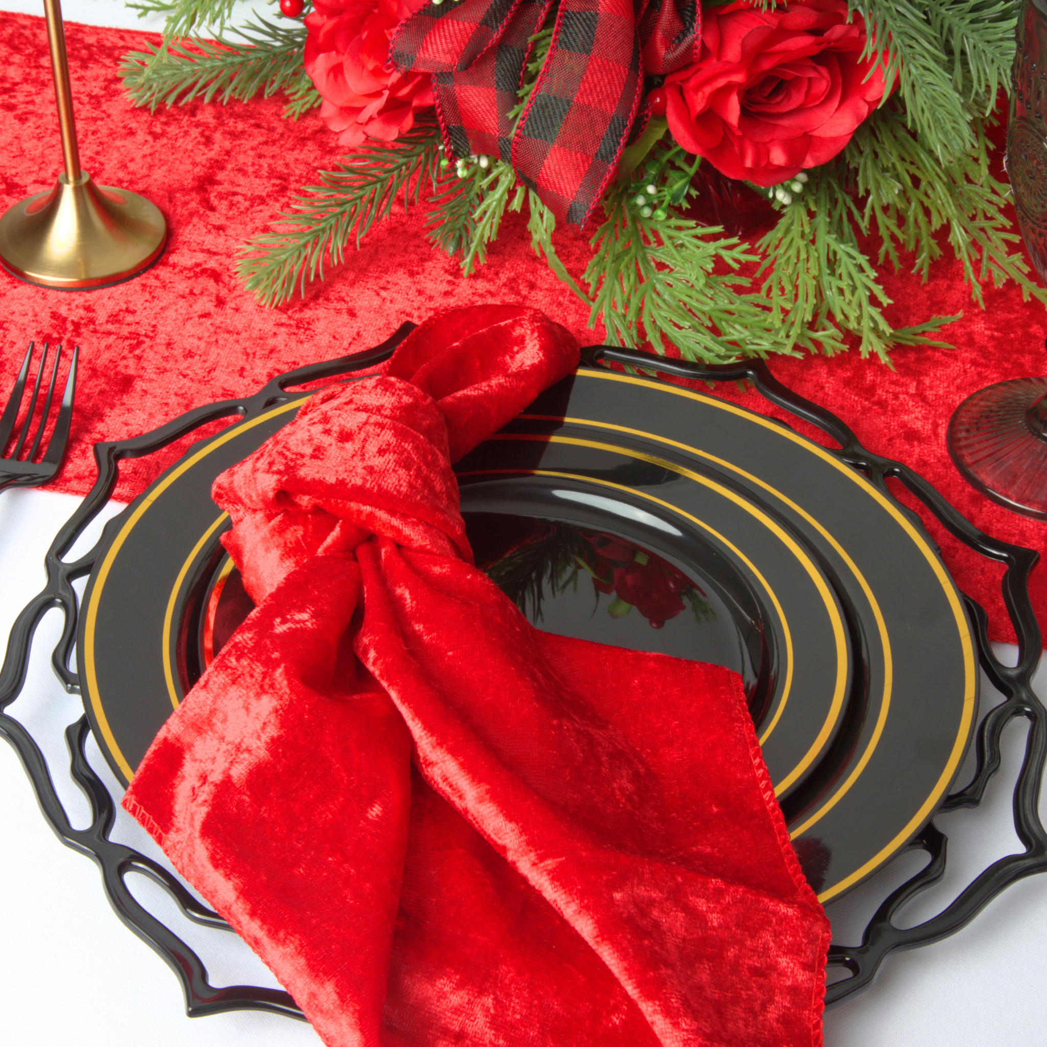 Red Tale Runner Velvet Table Runner - Red - CV Linens™