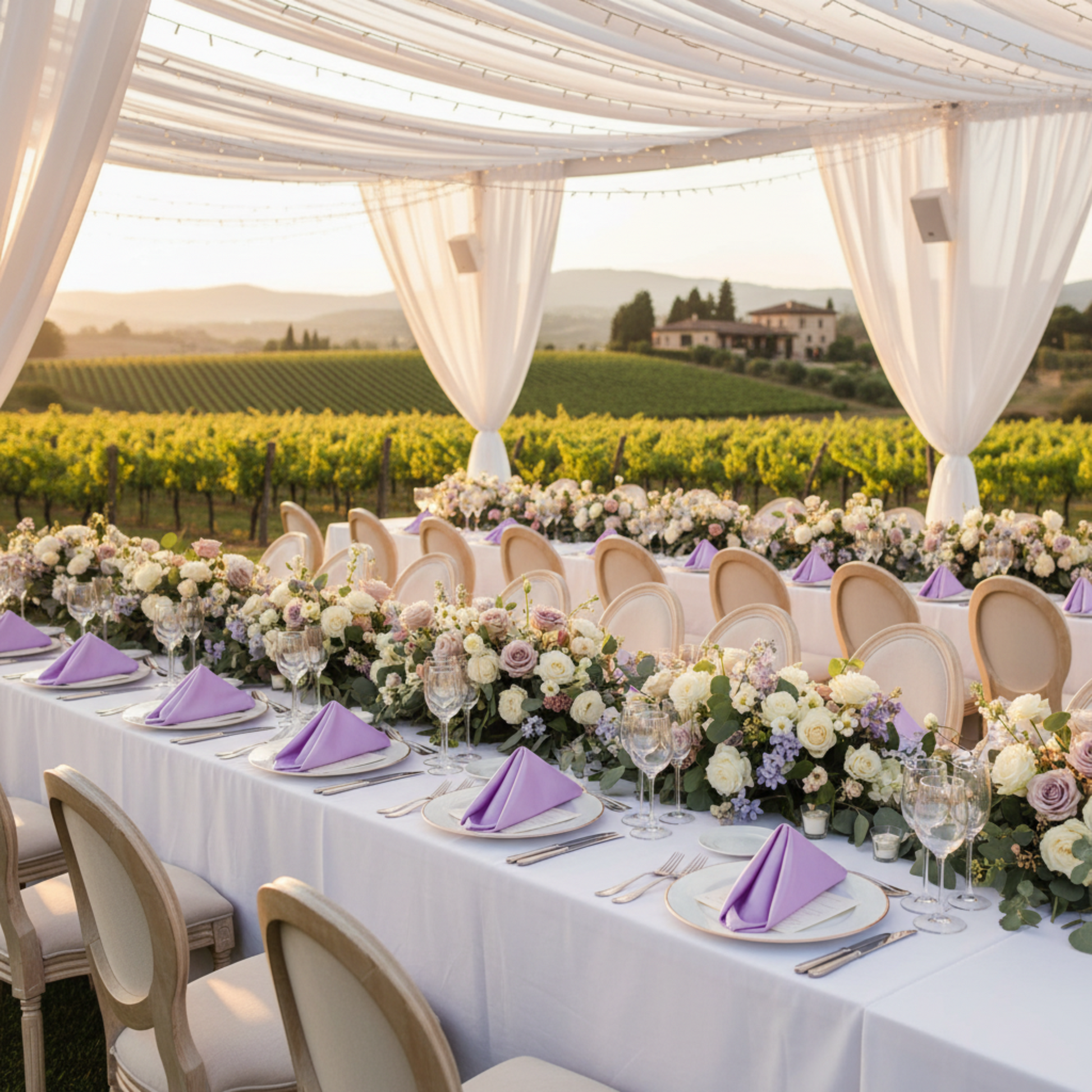 Victorian Lilac Wisteria Satin Napkin - Outdoor Wedding Reception