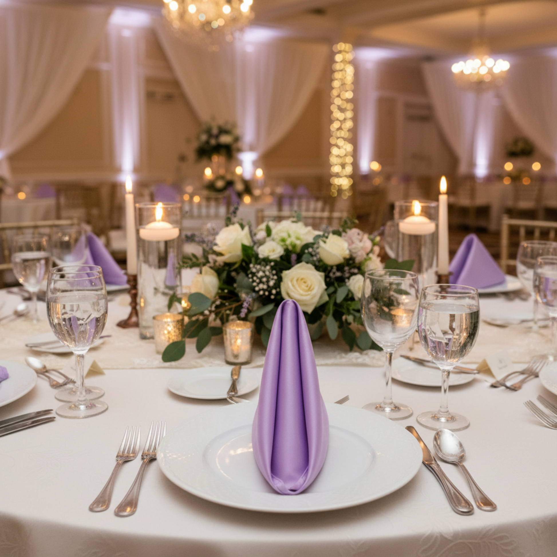 Victorian Lilac Wisteria Satin Napkin - Wedding Reception