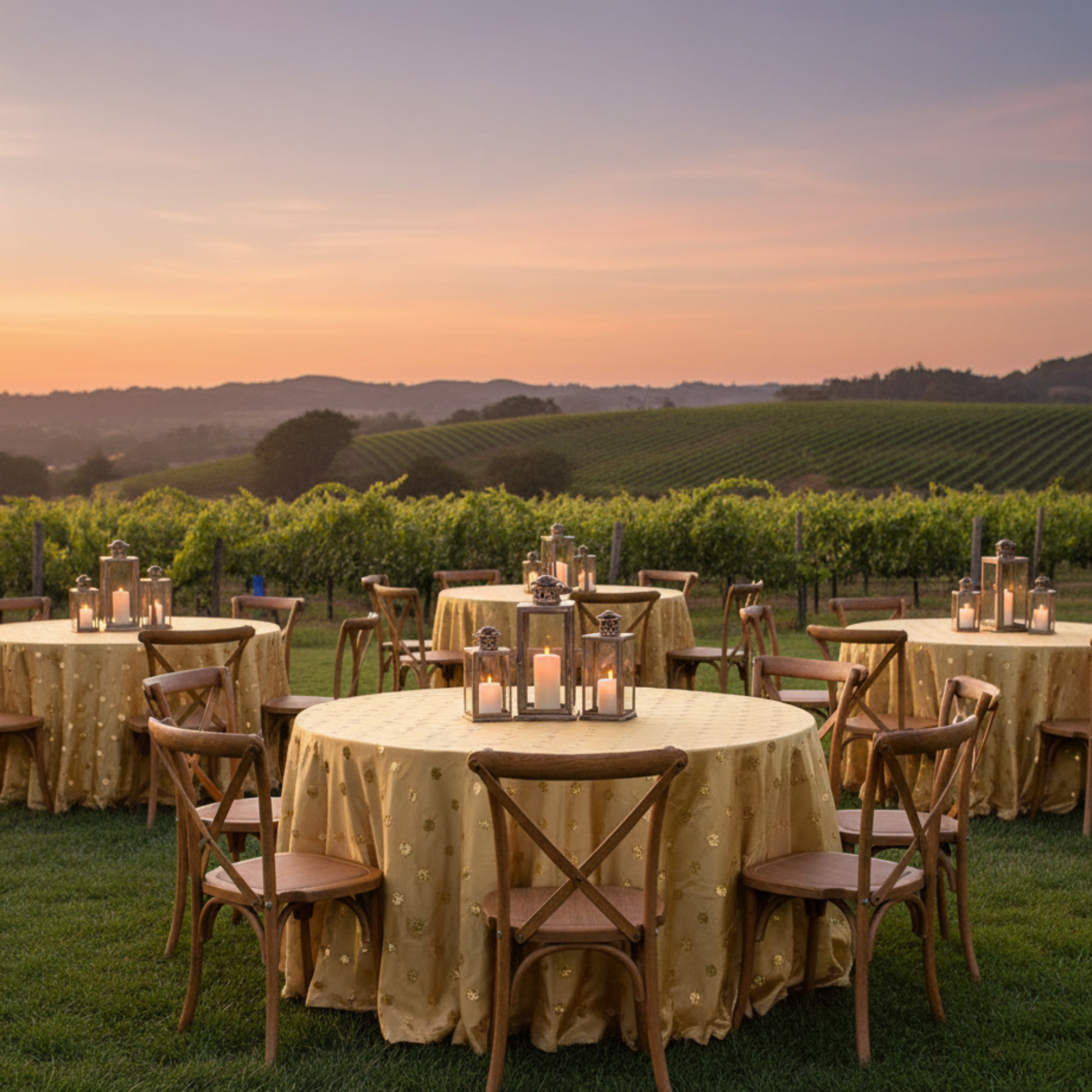 Vineyard Wedding - Gold Sequin Embroidery Taffeta