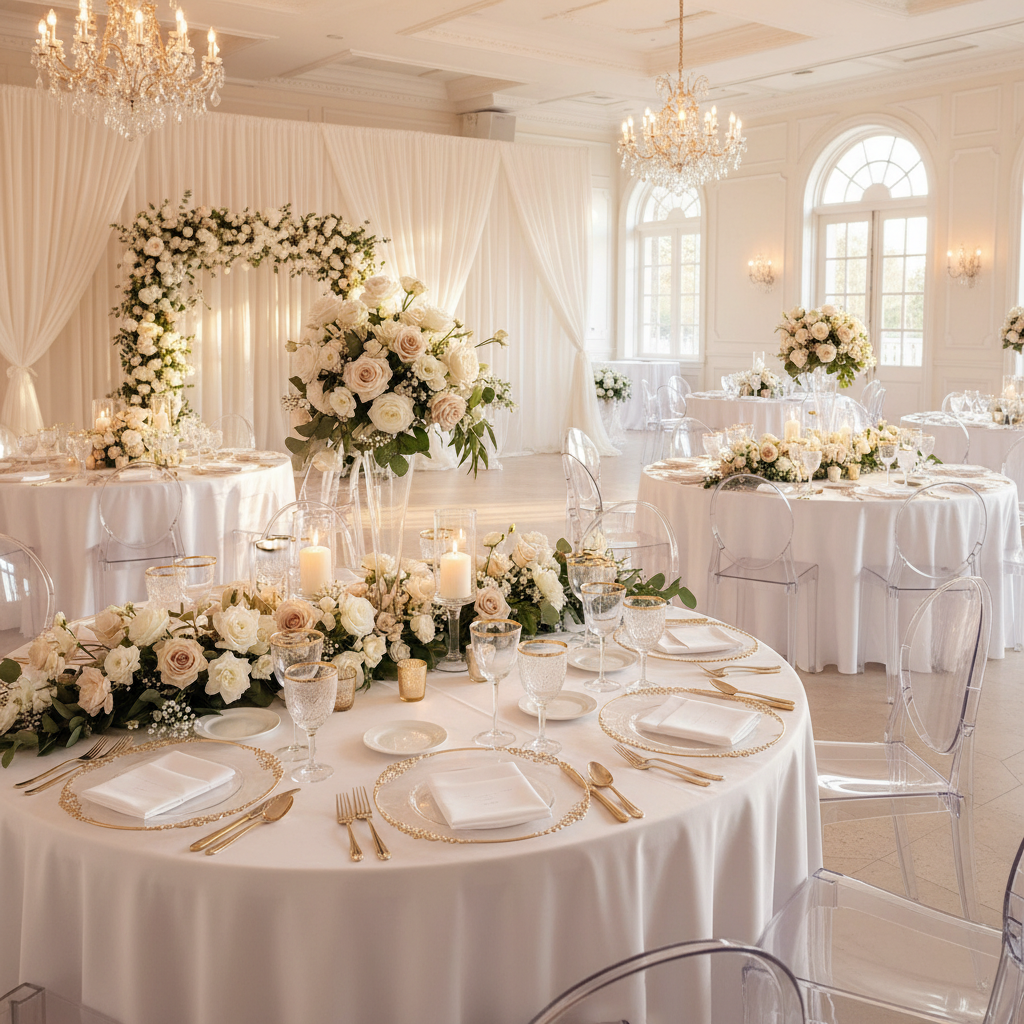 Vintage Round Charger Plate - Clear Gold-Trimmed.