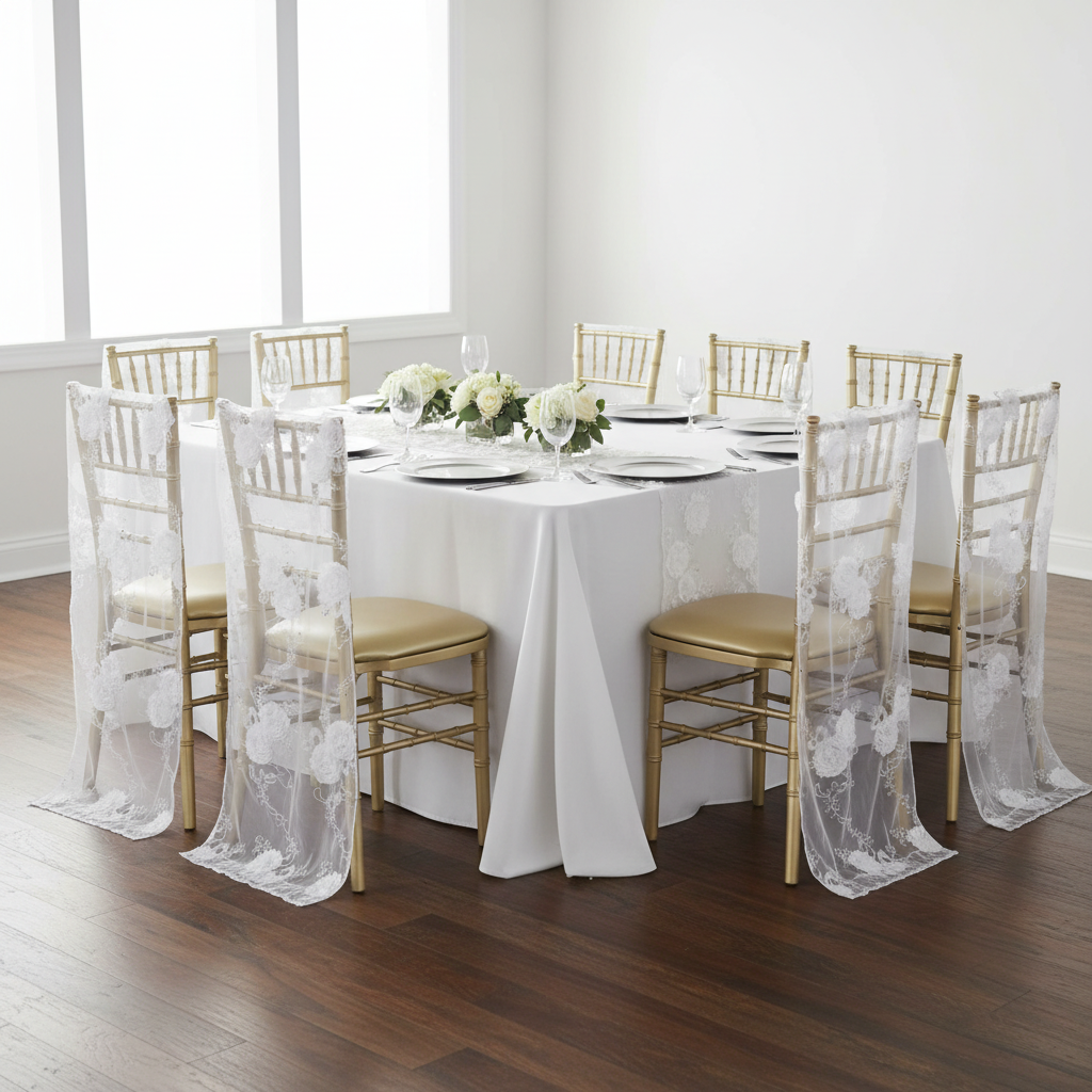 Vintage Veil Chiavari Chair Full Back Cover - White.