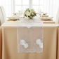 Vintage Veil Embroidery Table Runner - White Sheer Plain Edges
