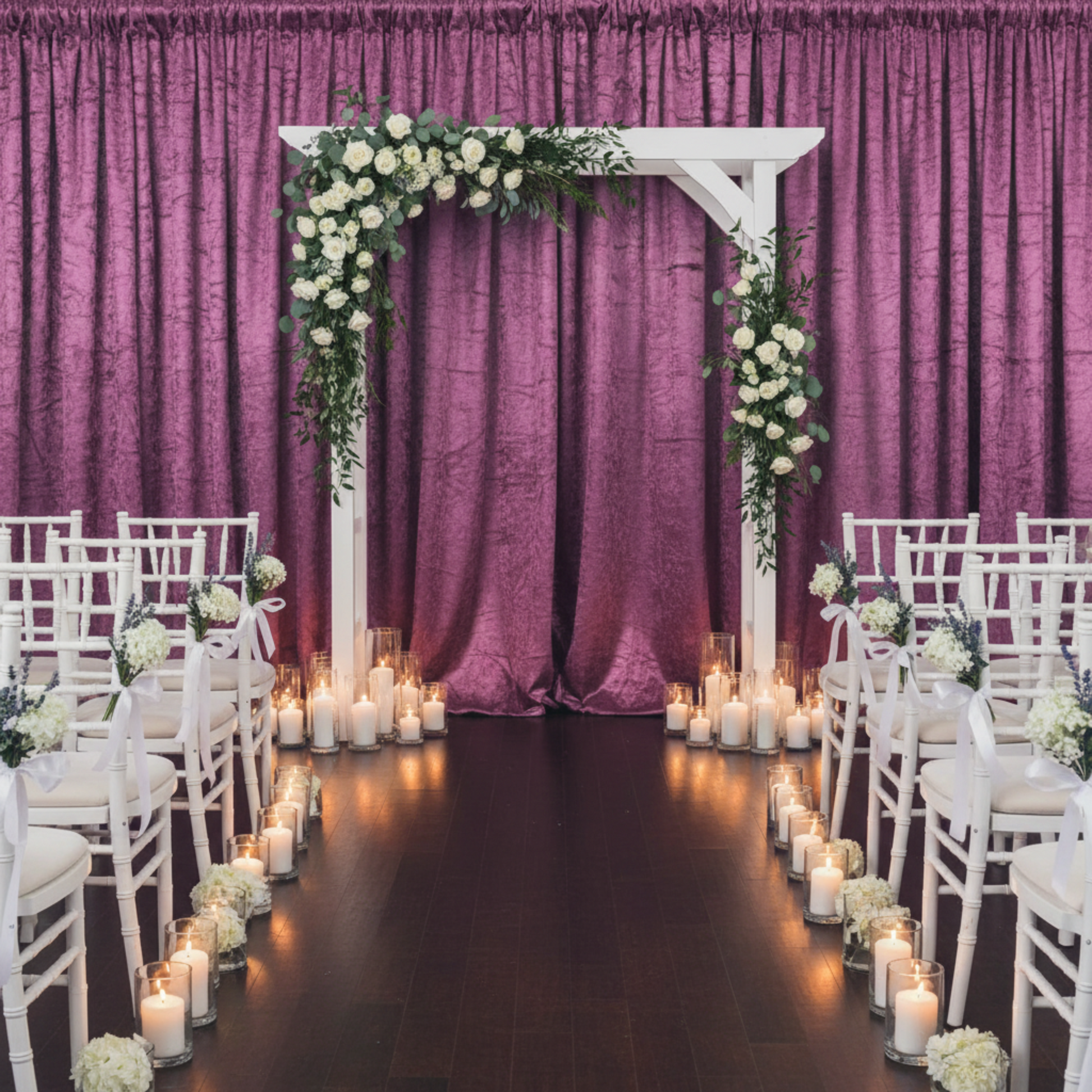 Violet Velvet Drape - Wedding Ceremony