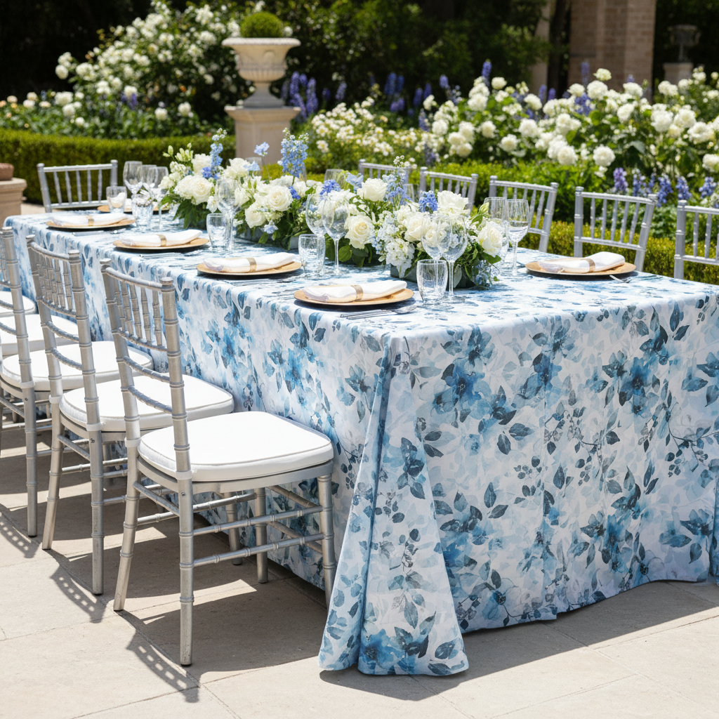 Watercolor Blue Rectangular - Garden Terrace