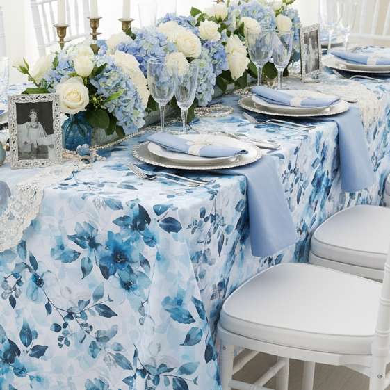 Watercolor Blue Rectangular - Something Old Something Blue Bridal Shower