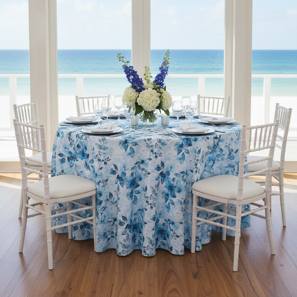 Watercolor Blue Tablecloth - Coastal Setting