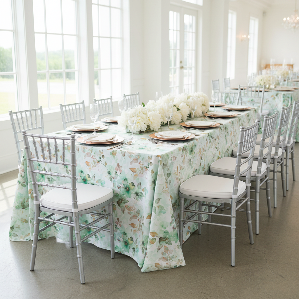 Watercolor Green Rectangular - Silver Elegant