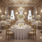 Wedding Ballroom White Scuba 108" Round Tablecloth 