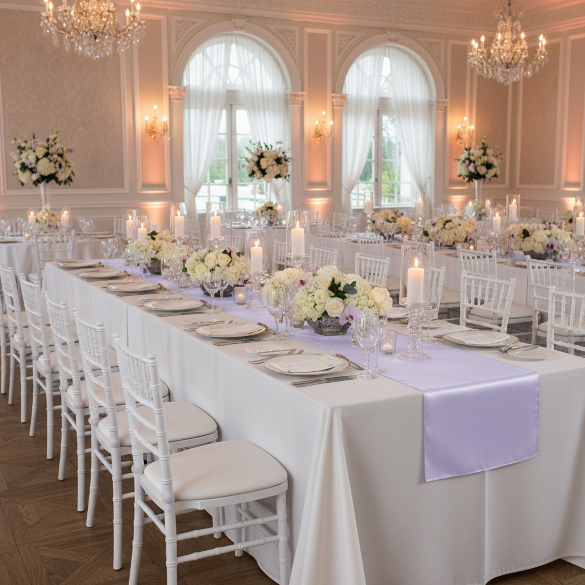 Wedding Lavender Satin Table Runner