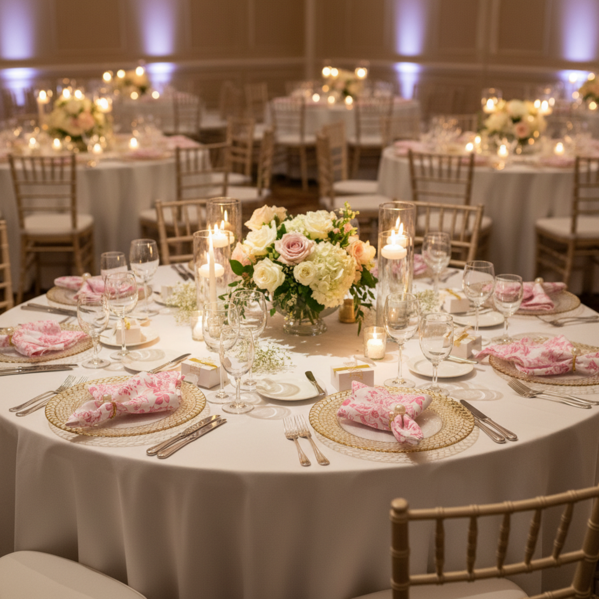 Wedding Reception Pink French Toile Linen 20x20 Napkin (5pc/pack) 