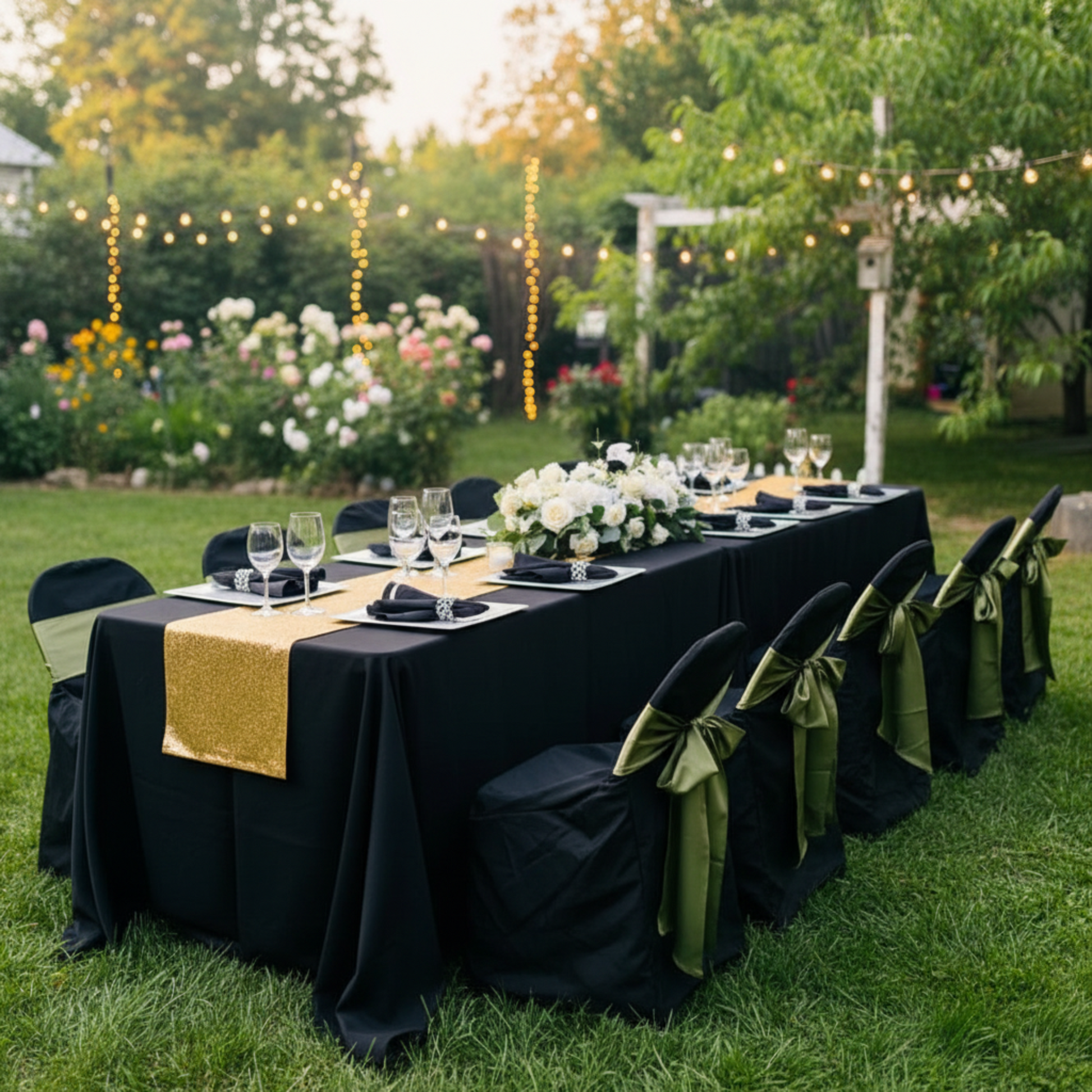 Polyester Banquet Chair Cover Black Outdoor Event