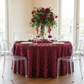 Wedding Rosette SATIN 120" Round Tablecloth - Burgundy.