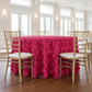 Wedding Rosette Satin 120" Round Tablecloth - Fuchsia Floor-Length Mockup