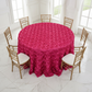 Wedding Rosette Satin 120" Round Tablecloth - Fuchsia Mockup with Chiavari Chairs