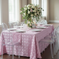 Wedding Rosette Satin 90"x156" rectangular Tablecloth - Medium Pink.