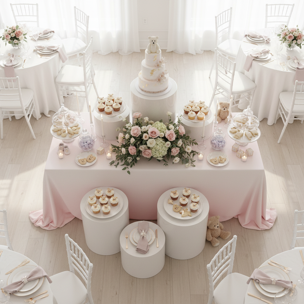 White Cylinder Round Pedestal Cake/Dessert Display Stands 5 pcs/set.