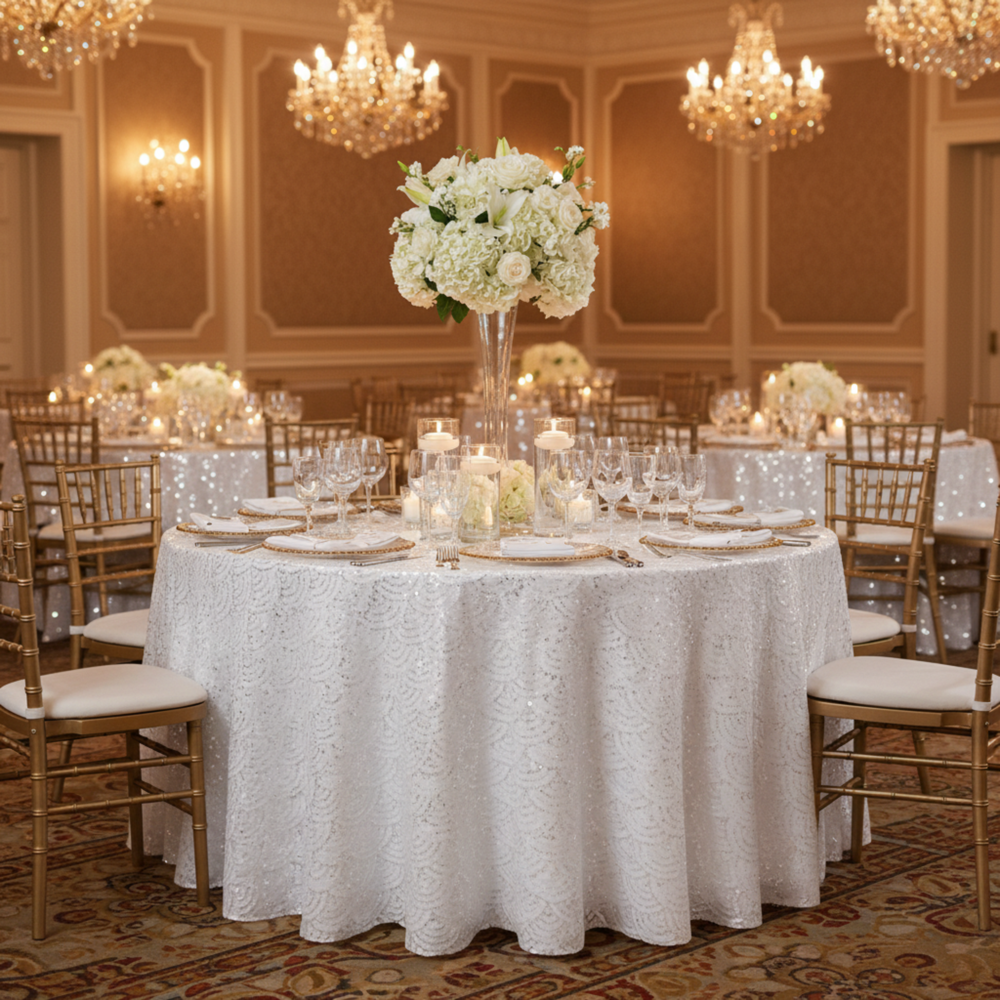 White Mermaid Scale Sequin – Indoor Ballroom