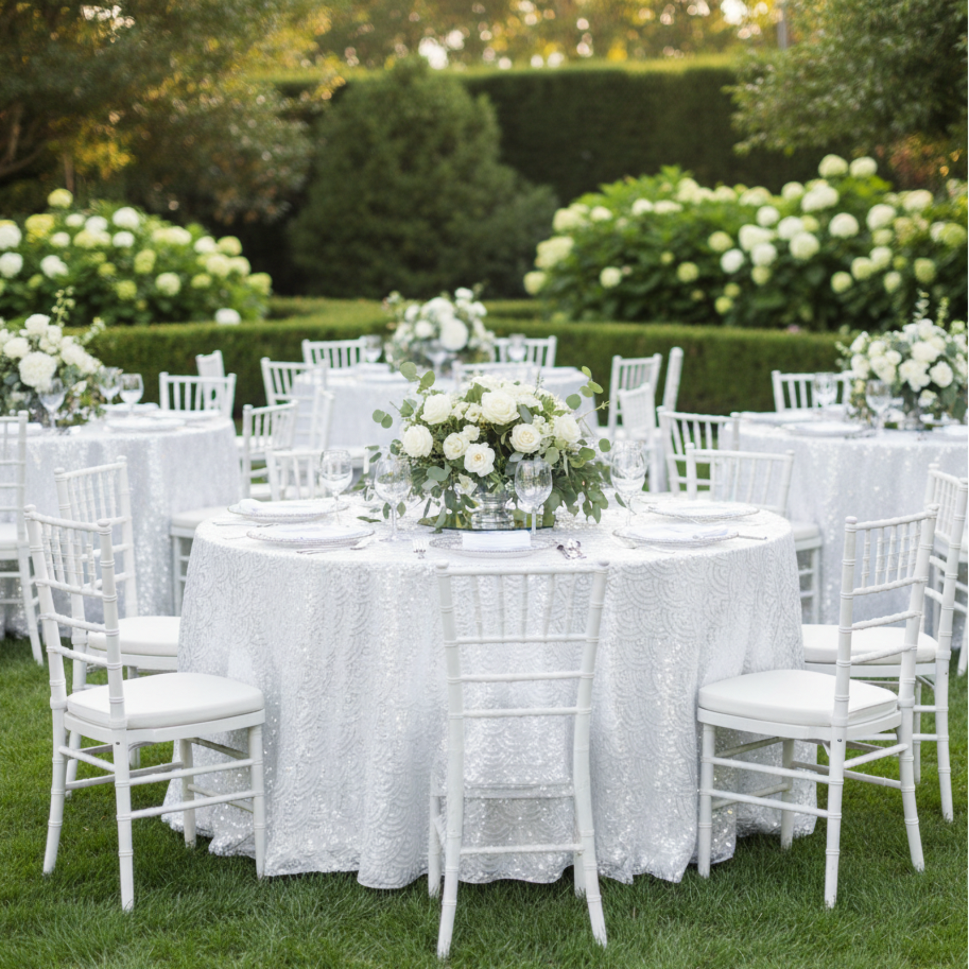White Mermaid Scale Sequin – Outdoor Garden