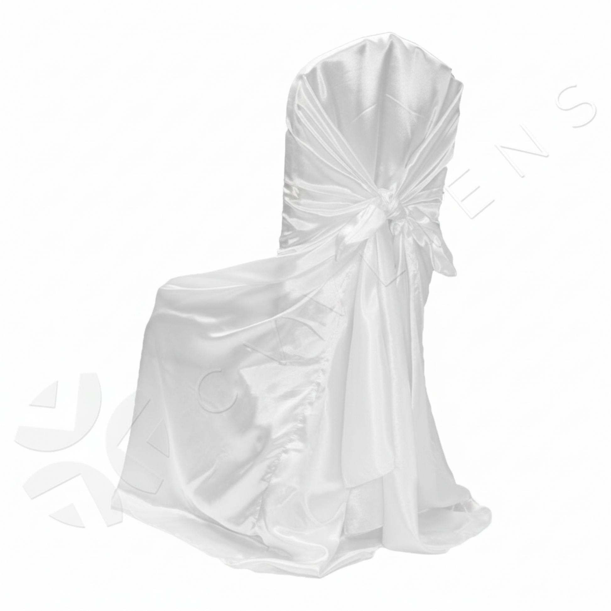 White Satin Chair Cover - Polished Detail Shot