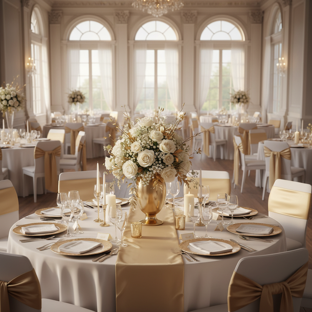 Wide Satin Chair Sash - Gold Antique.