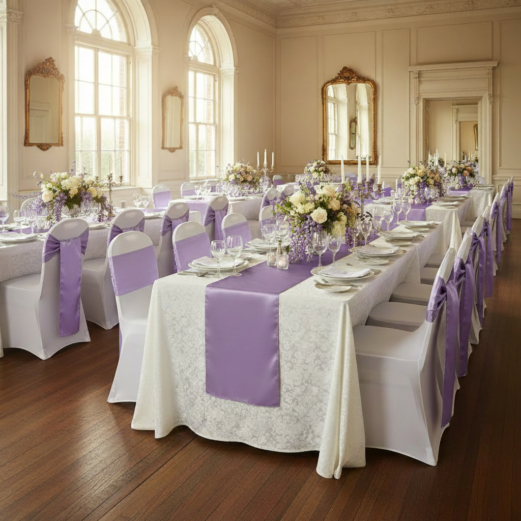 Wide Satin Chair Sash - Victorian Lilac/Wisteria.