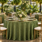 Willow Green tablecloth in a botanical greenhouse dinner setting