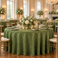 Willow Green tablecloth at an indoor ballroom reception