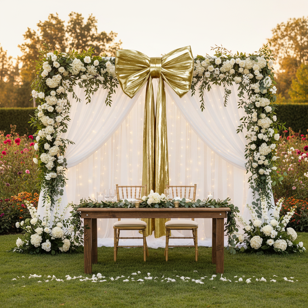XL Giant Fabric Bow for Backdrop - Metallic Gold Outdoor Lifestyle