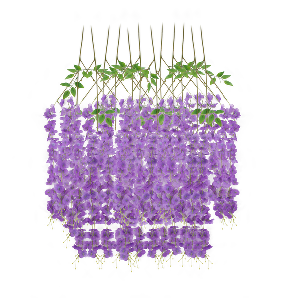 Lavender 12 Pack Hanging Wisteria Vines Silk Flower Stem Size: 42 in | Artificial | Wedding | Event