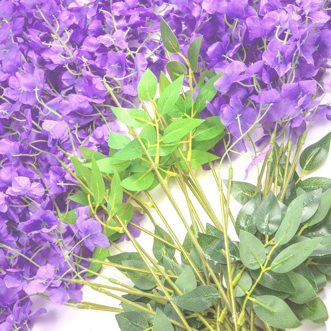 12 Pack Hanging Wisteria Vines Silk Flower Stem - Lavender