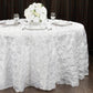 132" Pinchwheel Round Tablecloth - White | charger plate | wine goblet | dinner plate | 