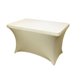 White Spandex Table Cover 6FT 1Pack, Stretch Table Cloths With Table Skirts For Rectangle Tables, Wrinkle Resistant Stretchable Tablecloth With Skirt For Weddings, Parties, Vendors