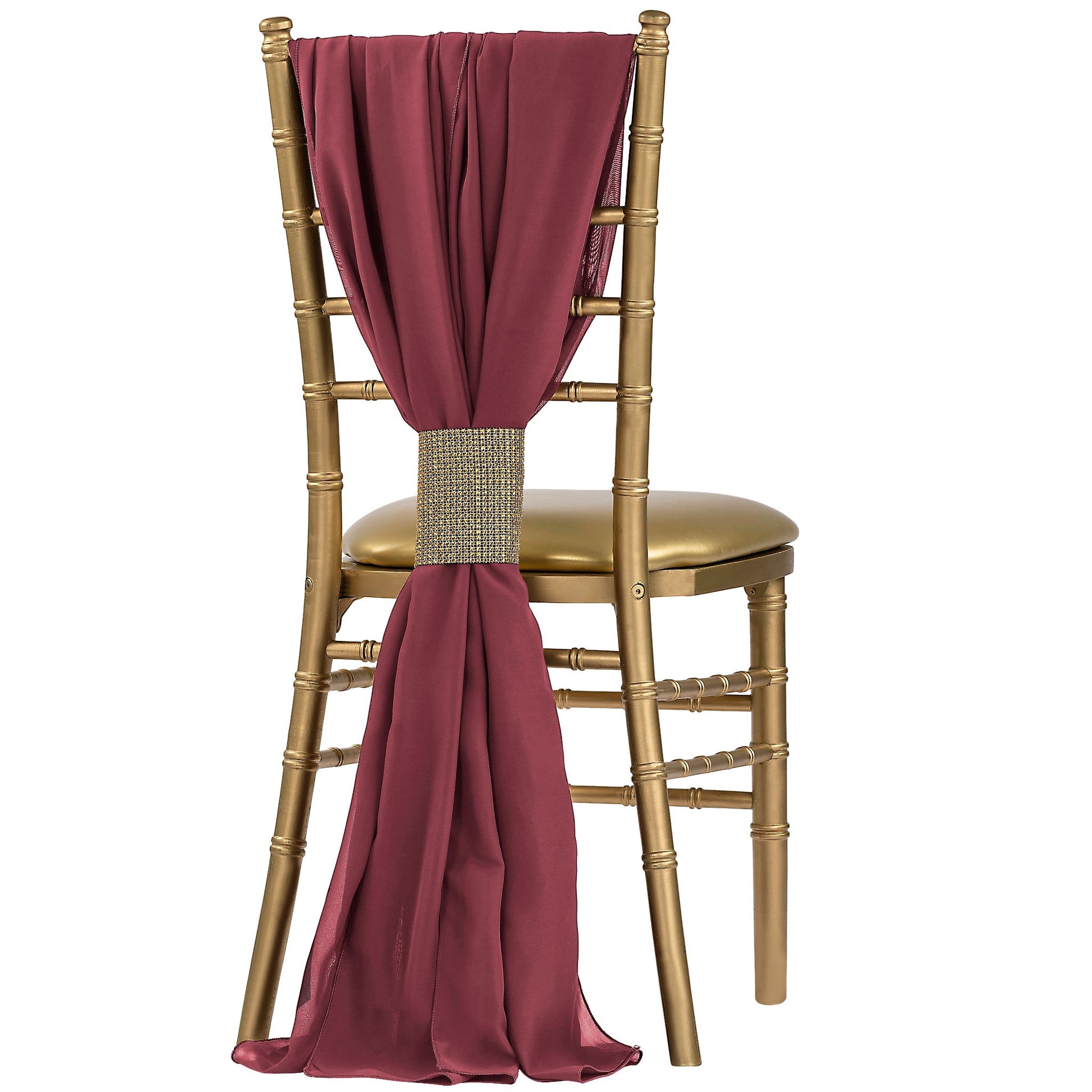 5pcs Pack of Chiffon Chair Sashes/Ties - Berry - CV Linens