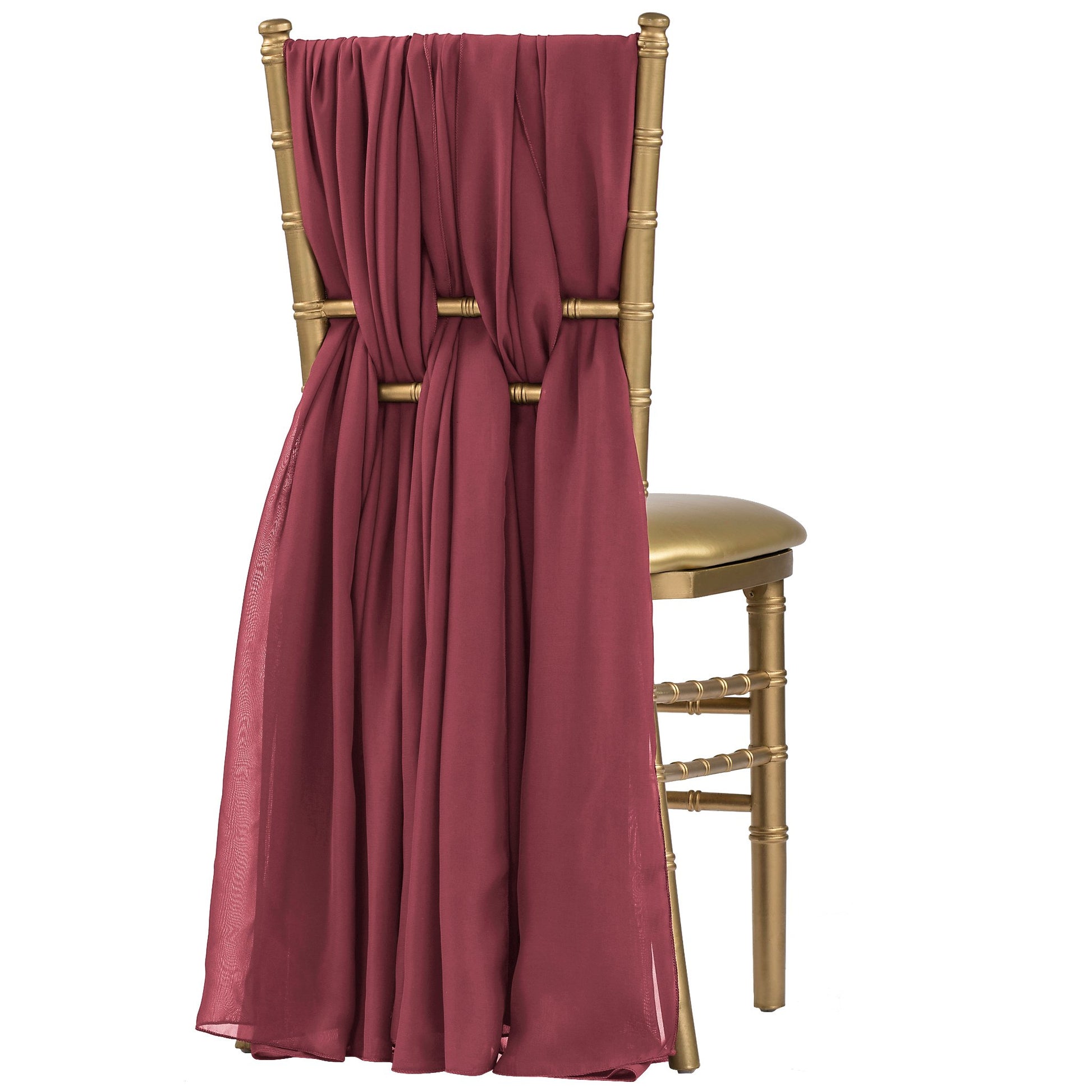 5pcs Pack of Chiffon Chair Sashes/Ties - Berry - CV Linens