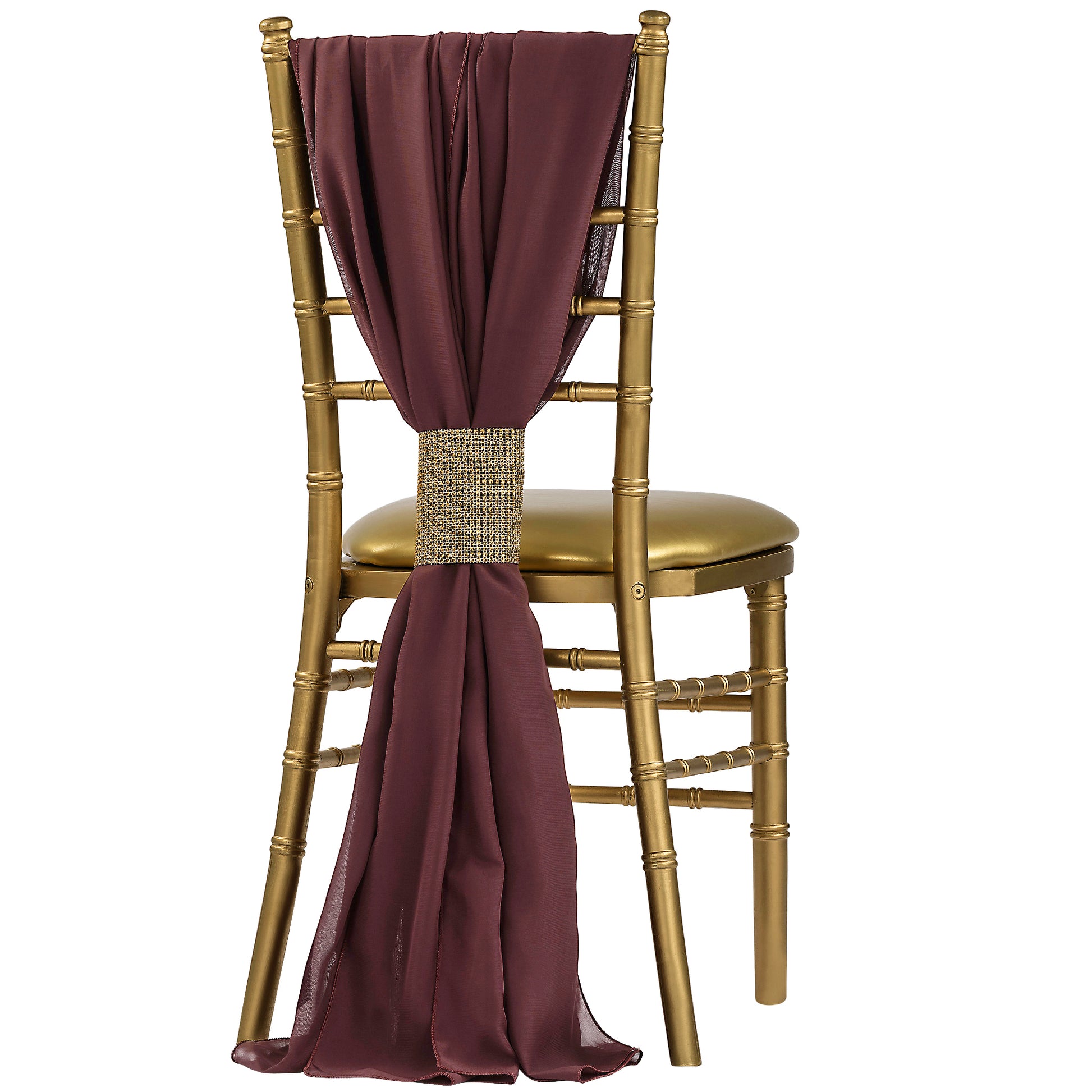 5pcs Pack of Chiffon Chair Sashes/Ties - Burgundy - CV Linens