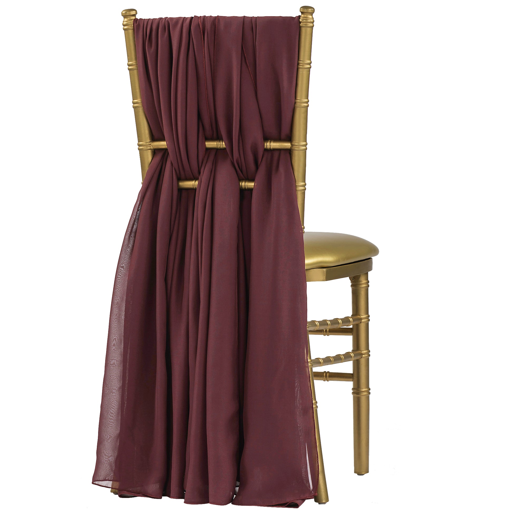 Burgundy 5pcs Pack of Chiffon Chair Sashes/Ties Size: 19 X 72 in | Wedding | Event | Wholesale by CV Linens Burgundy 5pcs Pack of Chiffon Chair Sashes/Ties Size: 19 X 72 in | Wedding | Event | Wholesale by CV Linens